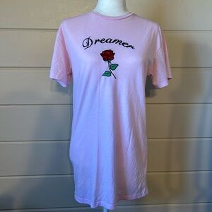 Topshop Pink Embroidered “DREAMER” Nightshirt Dress – Size Small